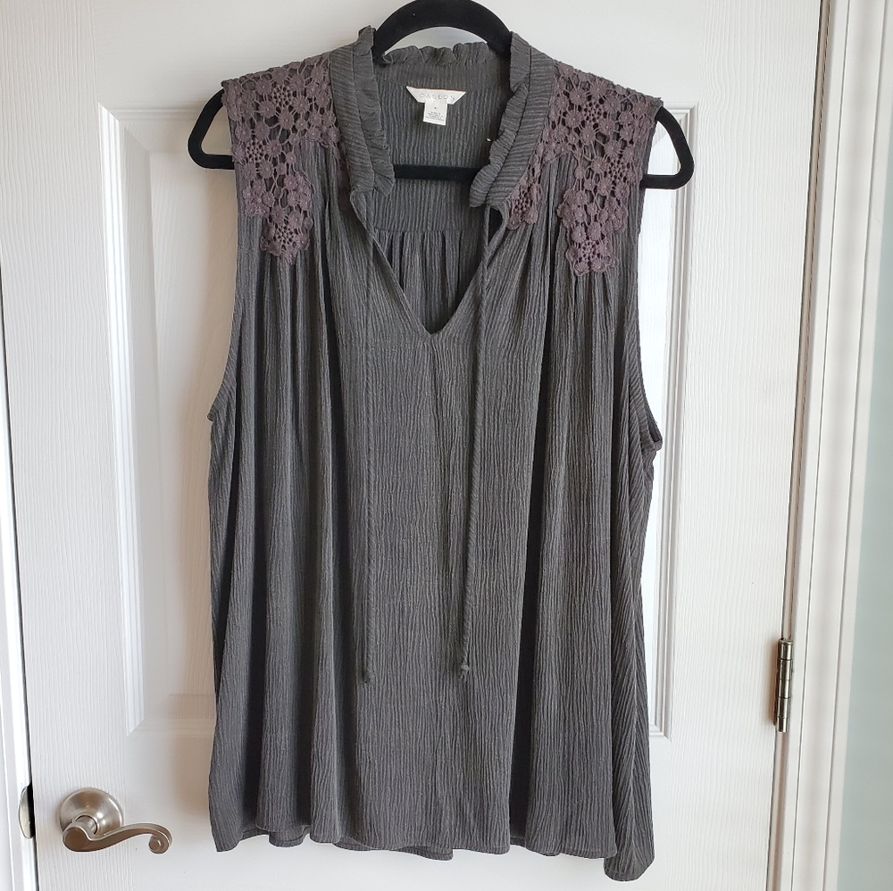 Cason grey tie neck top